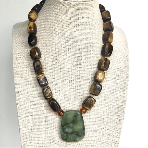 Vintage Jewelry - Tiger’s Eye and Green Turquoise Necklace